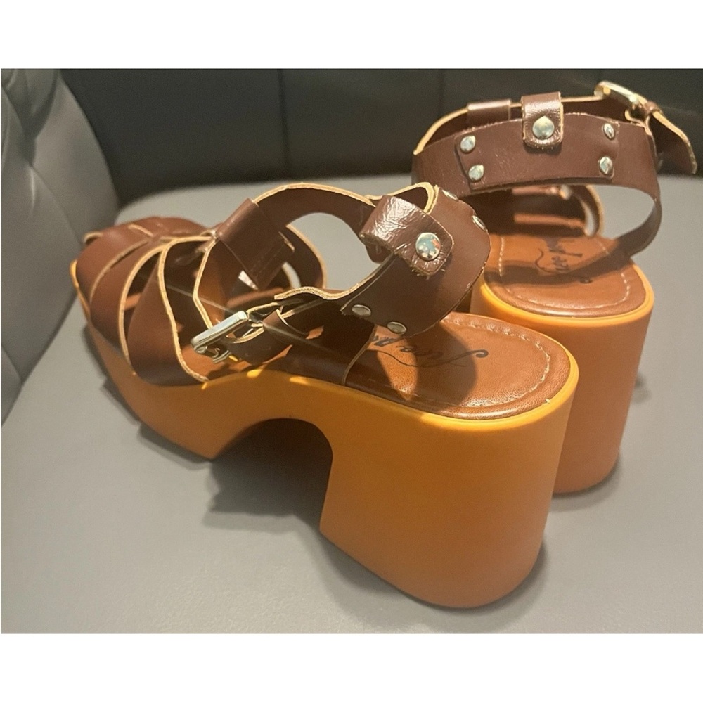 Free People Brown Platform Fishermen Sandals 10 M - Picture 5 of 6
